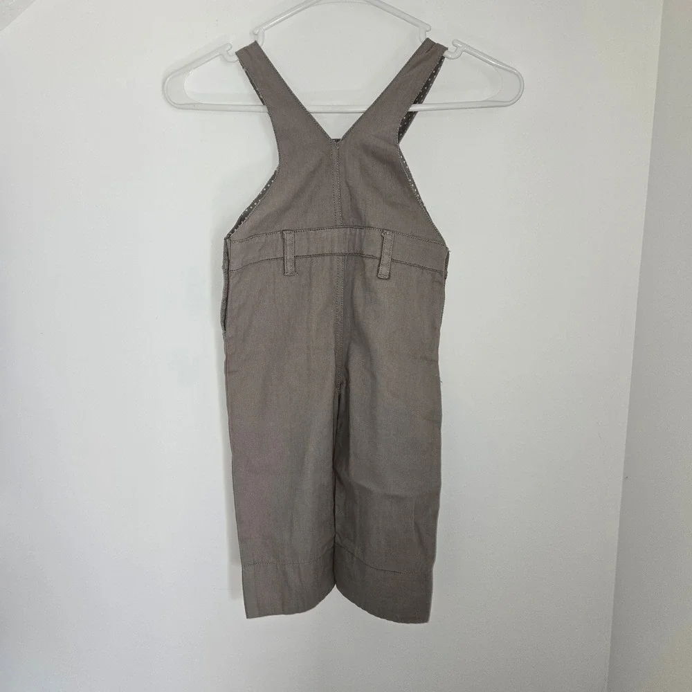 Bamboo Baby Organic Cotton Overalls Taupe Gray Polka Dot 6-12M
